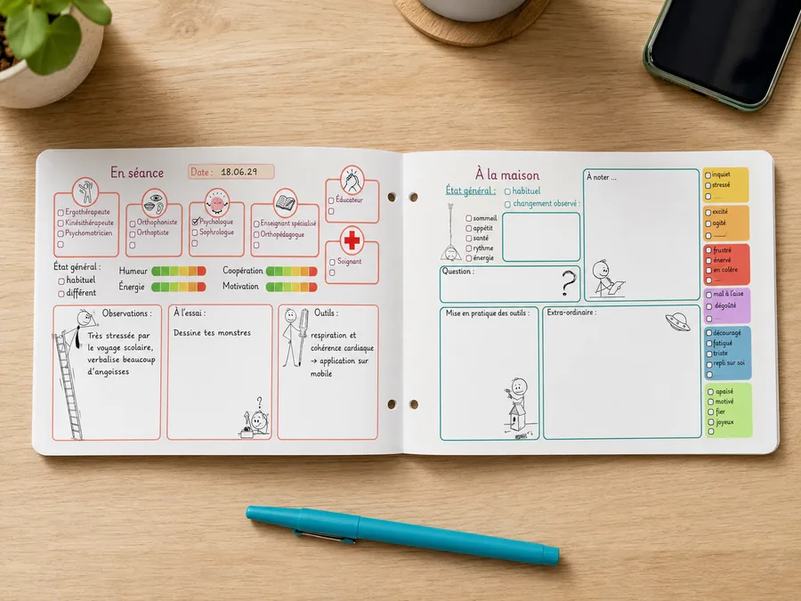 Intérieur du Carnet de Coordination Enfant