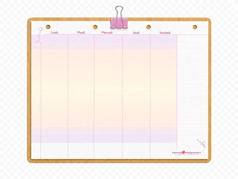 Planning Hebdomadaire avec son support
