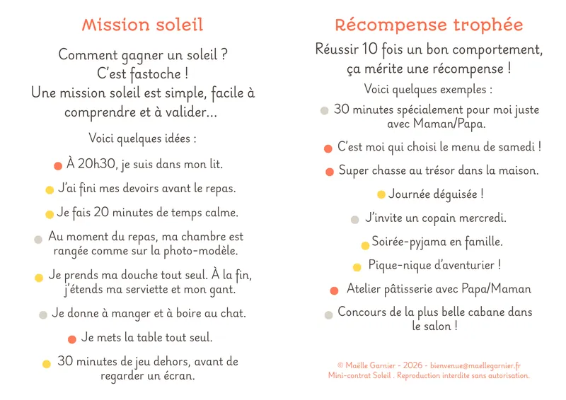 Mini-Contrat Soleil - verso